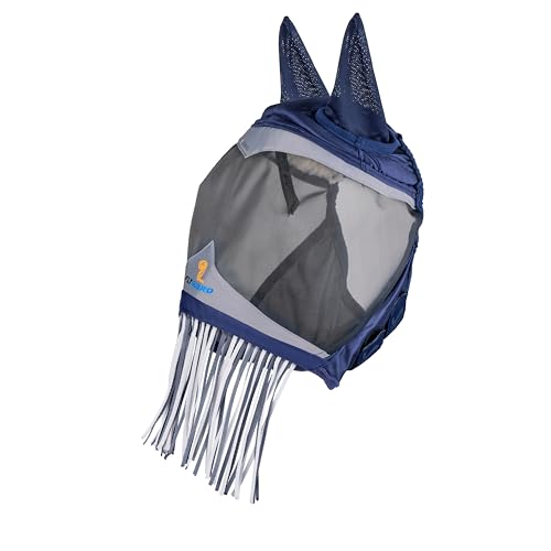 Shires FlyGuard Pro Fine Mesh Fly Mask with UV Protection Navy/Extra Small Pony/Ears and Nose Fringe - color: Navy, size: Extra Small Pony