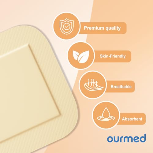 Ourmed Silicone Foam Dressings(6"x 6" - 10 Packs) with Tender Adhesive Border, Sterile Advanced Absorbent Bandage, Wound Care for Bed Sores, Pressure Ulcers, Foot Diabetic Ulcer - size: 6"x 6" (10 Packs)