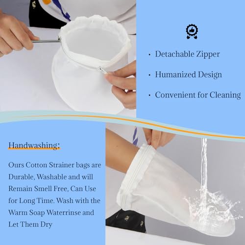 Fine Mesh Strainer, 3Pcs Cloth Strainer Bags with Steel Handle - color: White-3pcs