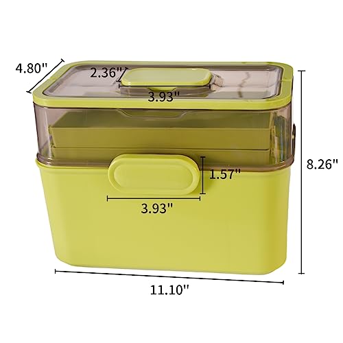 AnRui 3 Tier Medicine Storage Organizer Box, Plastic Empty First Aid Kit Container Emergencies Family Medical Case Multipurpose Box with Portable Handle for Home, Travel, Camping, Hiking, School