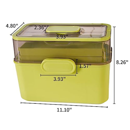 AnRui 3 Tier Medicine Storage Organizer Box, Plastic Empty First Aid Kit Container Emergencies Family Medical Case Multipurpose Box with Portable Handle for Home, Travel, Camping, Hiking, School