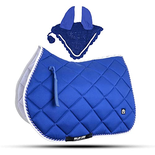 General Saddle Pads with Matching Fly Veil Set (Ship from USA) - color: Royal Blue, size: Full