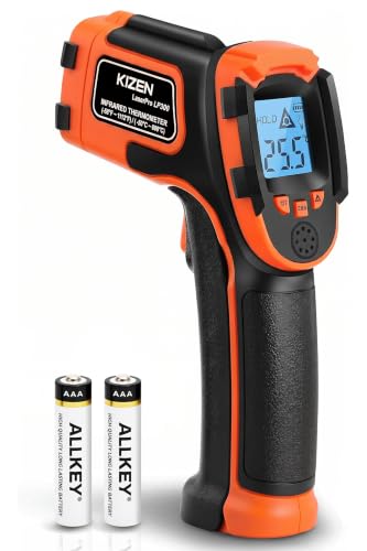 Kizen Infrared Temperature Gun - Handheld Surface Infrared Thermometer for Griddle, Grill, Pizza Oven, Candy, & A/C - Laser Thermometer Gun -58F to 1112F - Surface Temp Gun