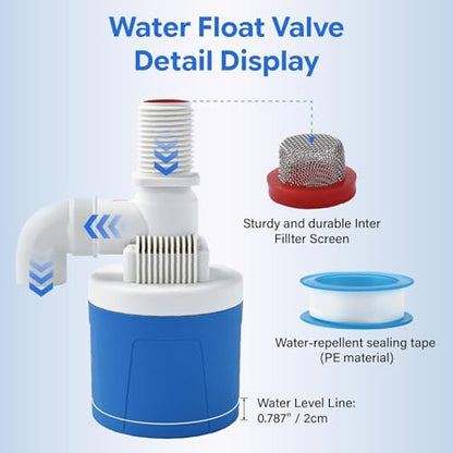 2Pcs 1/2" Aquapulse Top Inlet Water Aqua Pulse Float Valve, Automatic Water Level Control System, Aqua Pulse Mini Water Float Valves for Garden Hoses, Water Tank, Livestock Tough, Swimming Pool - size: 1/2" Top Inlet
