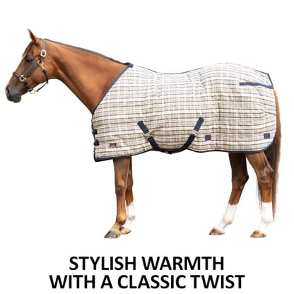 Schneiders Hunt Club Plaid II Open Front Surcingle 280g Medium Weight Horse Stable Blanket for Winter | Classic Plaid Style | Cozy Equestrian Barn Comfort - size: Horse Size 74