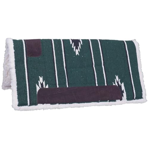 Tough 1 Tough-1 Square Saddle Pad/Fleece Bottom - color: Hunter/black/Cream