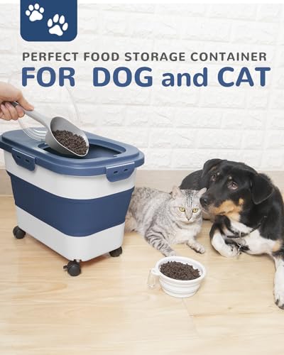 20-23 Lbs Dog Food Storage Container,Collapsible Dog Food Container - color: Blue