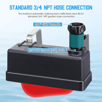 Threlaco 2 Set Water Tank Float Valve with 3/4" Hose Connector
