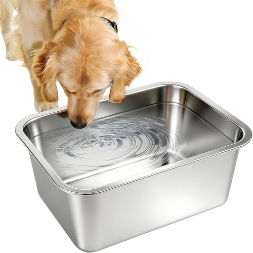 3 Gallon Large Dog Water Bowl, Stainless Steel Bowl, Giant Dogs | 3 Gallon Capacity, 14 x 10.3 x 6 in, Wide Rectangular Opening, Food or Water Use, Indoor Outdoor Use, Medium to Giant Dogs - color: 1PCS(Original Color), size: 3 Gallons