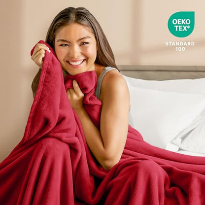 Bare Home Fleece Blanket Luxury Microplush (Full/Queen, Red) - color: 25 - Red, size: Full/Queen