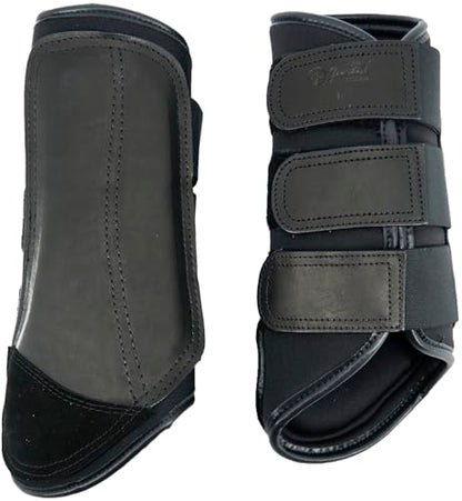 Jeereal Brushing Horse Boots Equine Boots | Protective Gear and Training Equipment | Neoprene,Waterproof Cloth and Genuine Leather Made of (Black, Full (Large)) - color: Black, size: Full (Large)