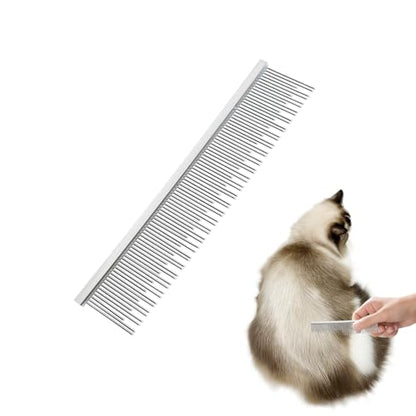 4.6 Inches Stainless Steel Pet Comb for Dogs & Cats, Metal Detangling Grooming Tool for Long & Short Haired Pets, Anti-Static Cat Comb with Rounded Teeth for Matted Fur Removal & Shedding Control - size: Small