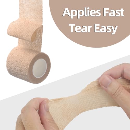 IndigoCase 6 Pack Self Adhesive Bandage Wrap 3 Inch x 5 yd Elastic Tape - color: Skin, size: 3 Inch - 6 Pack