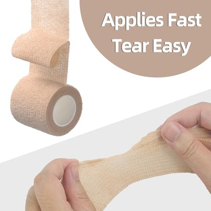 IndigoCase 4 Pack Self Adhesive Bandage Wrap 3 Inch x 5 yd Elastic Tape - color: Skin, size: 3 Inch - 4 Pack