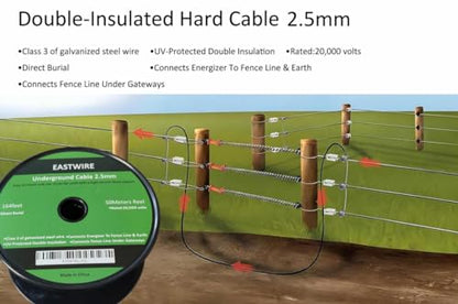 Electric 2.5mm 82ft Fence Double Insulated Wire Underground - size: 25meters/82ft, style: 2.5mm