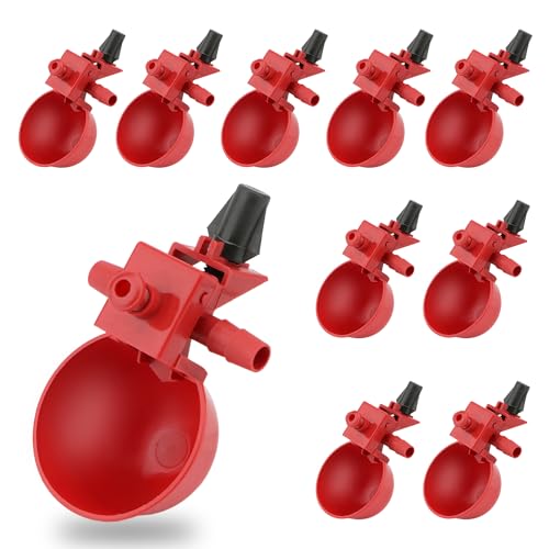 Wontee Chicken Waterer Cups 10PCS Automatic Poultry Water Feeder for Chicks Turkeys Ducks Goose Quail
