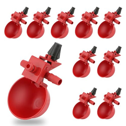 Wontee Chicken Waterer Cups 10PCS Automatic Poultry Water Feeder for Chicks Turkeys Ducks Goose Quail