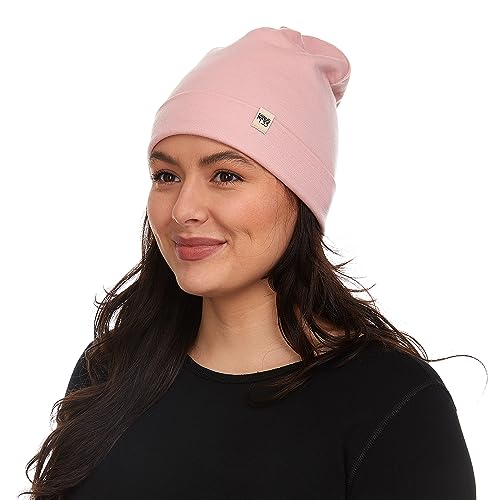 100% Merino Wool Cuff Beanie - Mens & Womens Warm Winter Hat - Watch Cap - Toque - Novelty Beanie - One Size Fits Most - color: Blush Pink