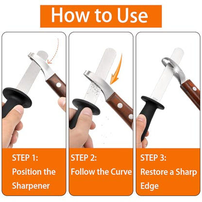 ZENFUN Hoof Knife with Sharpener, Double Edged Hoof Trimming Knife with Wooden Handle & 400/1000 Diamond Grit Rod, 8 Inch Farrier Tool Kit, Stainless Steel Blade Hoof Knife for Horses, Cattle Care
