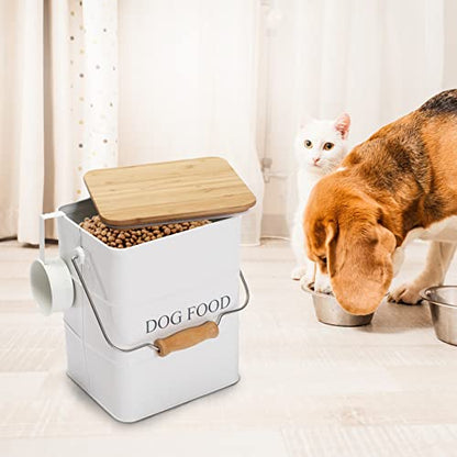 Farmhouse Dog Food Storage Container,6L Dog Food Canisters,Pet food Container Hold 5~6lbs Dog Food Treats,Airtight Dog Puppy food Storage with Lid and Scoop,Kibble Container Countertop-White… - color: green