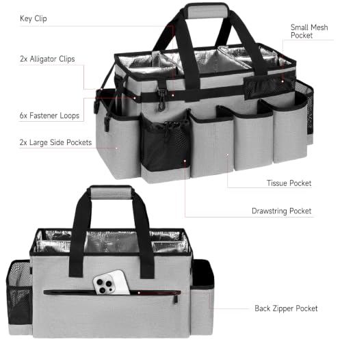 Cleaning Caddy Bag, Extra Large Cleaning Supply Bag for Housekeepers,Gray - color: Gray, size: XL