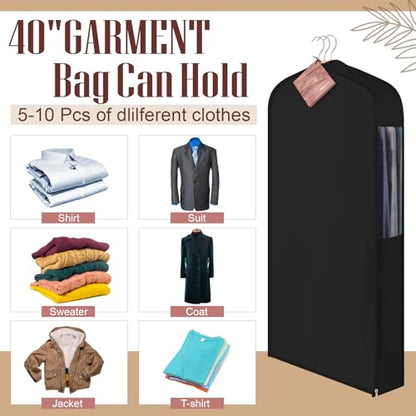 Briwooody Cotton Garment Bags, 2 Sets,Moth Protection,40 x 24 x 6 in, Black - color: Black, size: 40 x 24 x 6 Inch