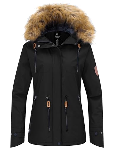 wantdo Women's Waterproof Ski Jacket Warm Fleece Lined Snow Winter Coat - color: Black, size: Small