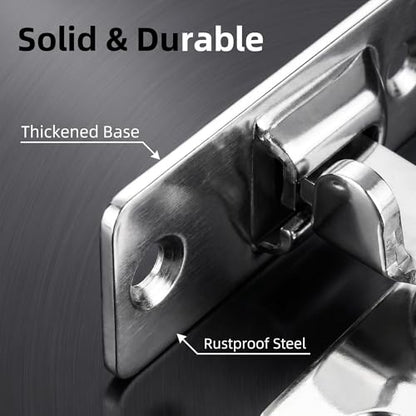 Door Hasp Latch 90 Degree, Stainless Steel Safety Angle Locking Latch for Push/Sliding/Barn Door, Satin Nickel