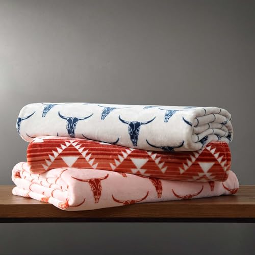Wrangler - Soft Plush Throw Blanket for Bed & Couch, 50x70 - color: Plains Creek Blue, size: 50" x 70"