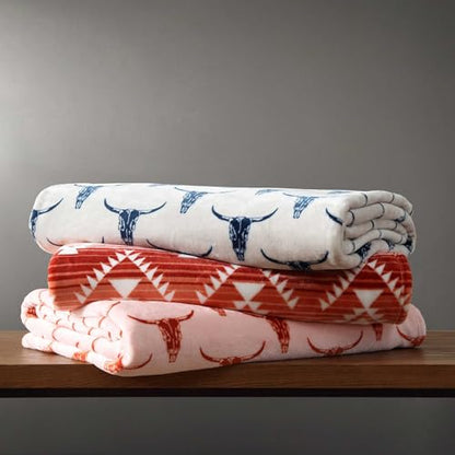 Wrangler - Soft Plush Throw Blanket for Bed & Couch, 50x70 - color: Plains Creek Blue, size: 50" x 70"