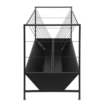 Pasture Hay Feeder 50 Gallon, Heavy Duty 2-in-1 Livestock Feeder, Hay Grain Feeding with 30 Gallon Feed Pan, Multiple Sided Pasture Hay Rack for Sheep Horses