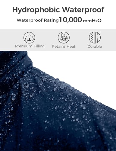 Wantdo Boy's Waterproof Ski Jacket Fleece Snowboarding Jackets Warm Thick Winter Coat Hooded Raincoats - color: Navy, size: 6-7