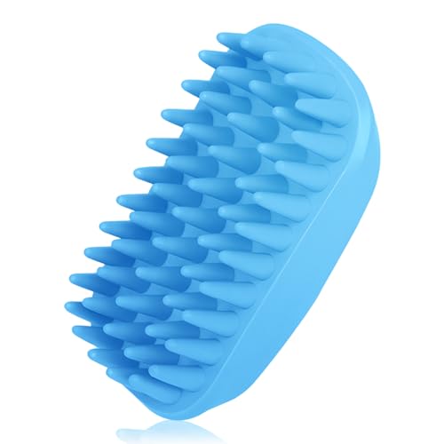 Dog Bath Brush, Pet Silicone Shampoo Brush, Rubber Shower Wash Curry Brush, Soft Shedding Bathing Brush Removes Loose & Shed Fur, for Short Long Haired Dogs Cats Massage Comb