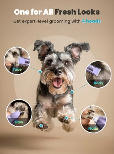 oneisall 4 in 1 Dog Grooming Kit with LCD Display Purple - color: Purple