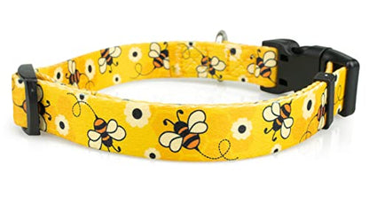 Limeloot Bees Dog Collar, Adjustable Dog Collar for Male and Female Dogs, Small - color: Bees, size: Small