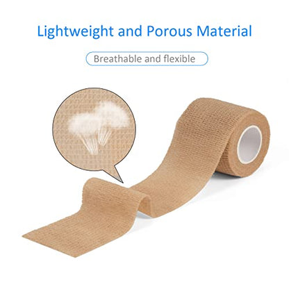 24Pcs Self Adherent Cohesive Bandages Self Adhesive Bandage Wrap 2 in Beige - color: Skin Color, size: 24Pcs