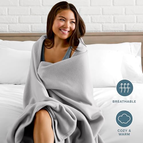 Bare Home Polar Fleece Blanket (King, Light Grey) - color: 06 - Light Grey, size: King