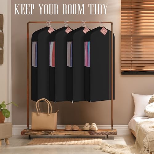 Briwooody Cotton Garment Bags, 2 Sets,Moth Protection,40 x 24 x 6 in, Black - color: Black, size: 40 x 24 x 6 Inch
