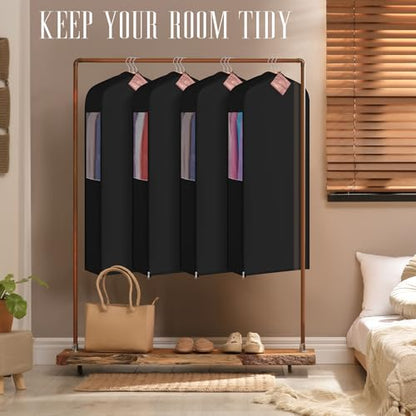 Briwooody Cotton Garment Bags, 2 Sets,Moth Protection,40 x 24 x 6 in, Black - color: Black, size: 40 x 24 x 6 Inch