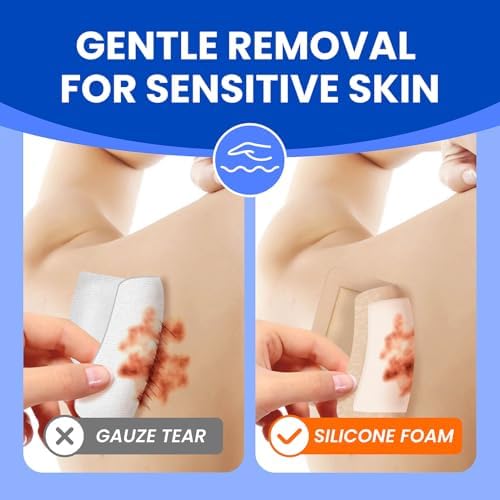 Large Waterproof Bandages 5x5 Silicone Foam Dressing Sensitive Skin, 10 PCS - style: 5"X5"(10PCS)