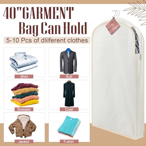 Briwooody Cotton Linen Garment Bags, 2 Sets, Moth Protection, Beige - color: Beige