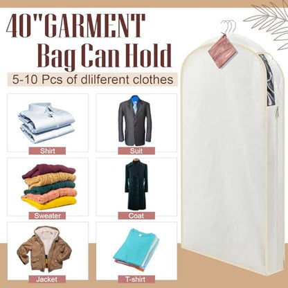 Briwooody Cotton Linen Garment Bags, 2 Sets, Moth Protection, Beige - color: Beige