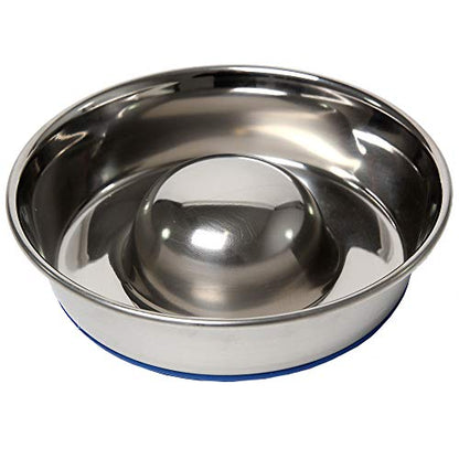 OurPets DuraPet Slow Feed Premium Stainless Steel Dog Bowl, Silver, Small (2040010300) - size: Small (2 Cups)