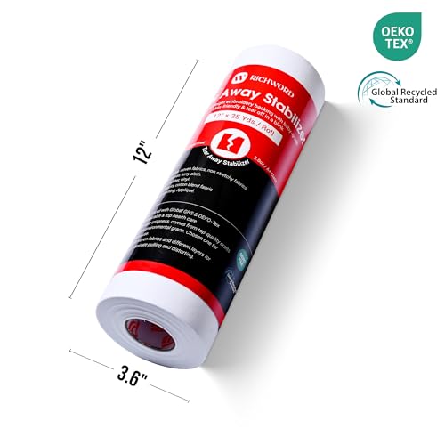 BAI Tear Away Stabilizer for Embroidery 2.0oz, 12"x25yd Roll | 2.0oz Enhanced Support, Cuttable Roll Format, Easy Tear Away, Faster Batch Production, Commercial Embroidery, Logos & Apparel - color: 12"x25yd roll