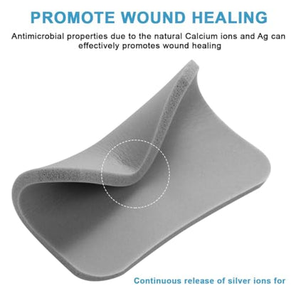 Silver Silicone Foam Dressing Without Border 4 Pack Non Stick Gentle Pads Ag Sterile Highly Absorbent Wound Dressing 4"×4" for Burns Ulcers Abrasions Pressure Sore