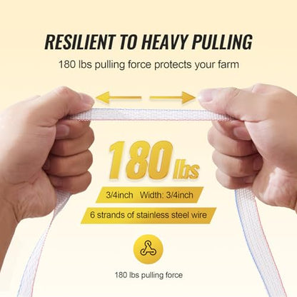 Happybuy Electric Fence Tape, 1640Ft 500M Polytape Fencing Hot Wire, 3/4" Width 6 Stainless Steel Strands for Reliable Conductivity, UV & Rust Resistance, Portable Polywire for Horse Cattle Livestock