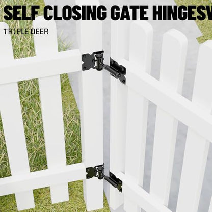 Heavy Duty Self-Closing Gate Hinge and Self-Locking Latch Hardware Kit
