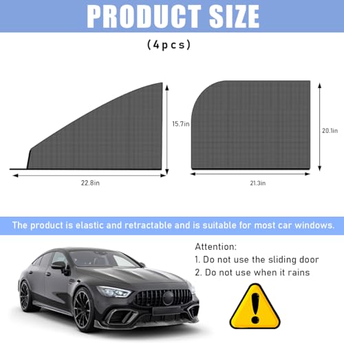 Wevdn 4 PCS Car Window Shade, Breathable Mesh Auto Front Rear Side Window Sun Shades, UV Protection car Window Screens for Baby and Kids, Auto Camping Curtains Privacy Protection Shades (Car) - color: Car 4PCS