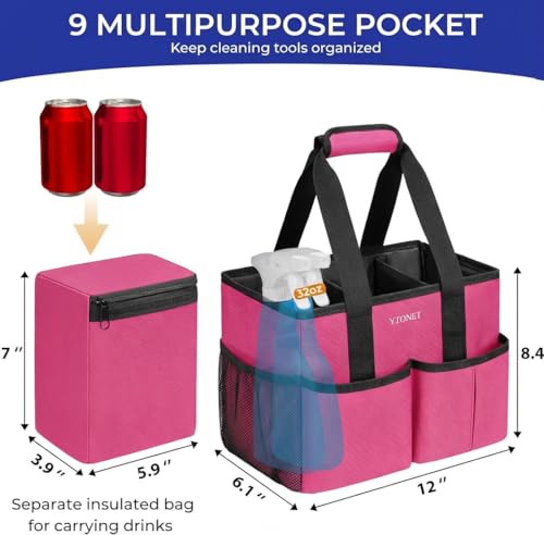 Ytonet Portable Cleaning Caddy with Handle, Water Resistant Cleaning Bag
