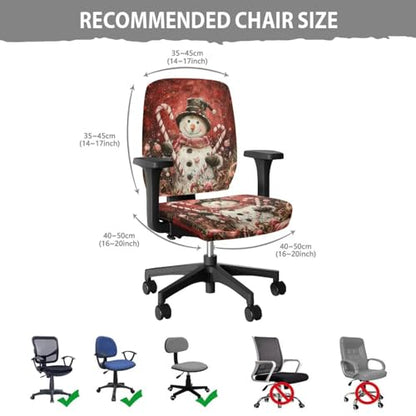 Christmas Snowman Candy Office Chair Covers Stretchable Office Chair Seat Cover 2 Piece Washable Gaming Chair Cover Universal Fit Most Wheelchairs Computer Chairs Gaming Chair - color: Christmas Snowman Candy